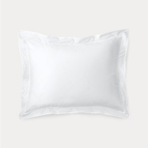 Ralph Lauren Spencer Border Sateen solid White Standard Pillow Sham retail $120 - Picture 1 of 9